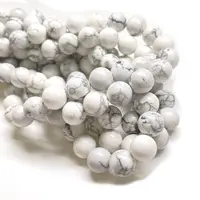 Manik-manik Batu Howlite Putih Halus Bulat Alami Permata Alami Kualitas Tinggi untuk Pembuatan Perhiasan DIY