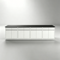 Table de laboratoire en acier robuste avec armoires de rangement, résistante aux produits chimiques, mobilier de laboratoire industriel