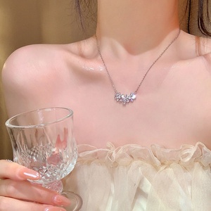 Exquisite Micro-inlaid Zircon Flower Trendy Minimalist Women's All-match High-end <b>Titanium</b> Steel Model X2130 Silver X2130 Silver - Product Image 5
