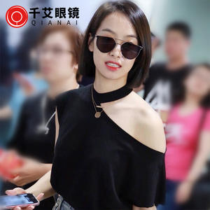 Lunettes de soleil Qianai unisexes, rose océan, orange, monture dorée, protection UV400, design irrégulier B1-1623 - Product Image 4