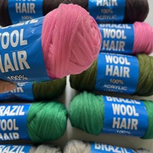 Fil à tricoter en polypropylène naturel vert, rouge vin, <span class=keywords><strong>blond</strong></span>, 70g, en vrac, laine brésilienne, fil à cheveux à trame simple pour tressage - Product Image 4