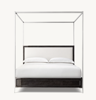 Collection de chambres à coucher modernes Sassanid OEM Lit à baldaquin à panneaux en ébène laqué Benoit en acier inoxydable poli