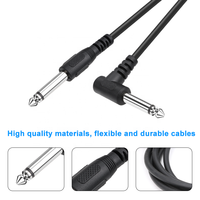 Câble Instrumental 1m 6.35mm Mono Jack 1/4" TRS Tressé Coudé Super Flexible PVC pour Guitare/Microphone/Haut-parleur/HDTV Mâle-Mâle Pur
