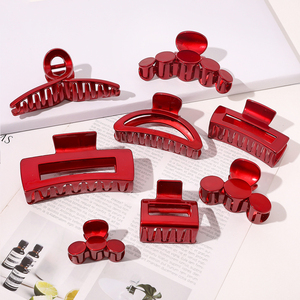 Nouvel An Cheveux Griffes Rouge Festif Géométrique Conception Simple Style Pinces À Cheveux En Plastique Nouvel An <span class=keywords><strong>Chinois</strong></span> Accessoires pour Femmes - Product Image 2