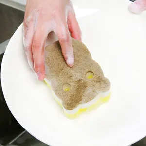 Nouveautés bébé hippopotame cuisine nettoyage magique bol à récurer brosse épaissi carton éponge bloc vaisselle ménage nettoyage