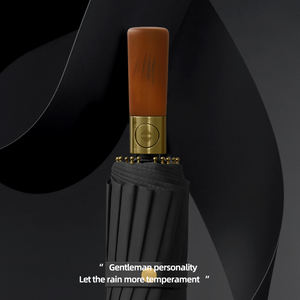 <span class=keywords><strong>Parapluie</strong></span> <span class=keywords><strong>pliant</strong></span> pour hommes d'affaires, renforcé, épaissi, ouverture et fermeture automatiques, manche en bois, 16 baleines, luxe <span class=keywords><strong>haut</strong></span> <span class=keywords><strong>de</strong></span> <span class=keywords><strong>gamme</strong></span>, bouton en nylon avec or - Product Image 2