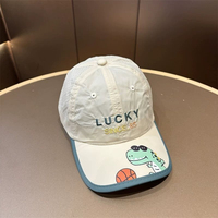 Gorra con estampado de dinosaurios de dibujos animados para niños, sombrero para el sol ligero de secado rápido para bebés, uso diario al aire libre