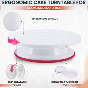 700-Piece Eco-Friendly Plastic Cake Turntable <b>Set</b> with Fondant Baking Tray and Decoration Nozzles for <b>Bakeware</b> Cake Decoration - Product Image 2