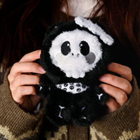 Peluche chat squelette personnalisée OEM ODM, poupée en peluche gothique de dessin animé, design sur mesure, peluches douces d'Halloween pour collection ou cadeau