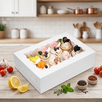 Moretoes 20 boîtes rigides rectangulaires blanches réutilisables 14x10x4 pouces avec fenêtre pour gâteaux, pâtisseries, donuts, cupcakes, Fête des Mères