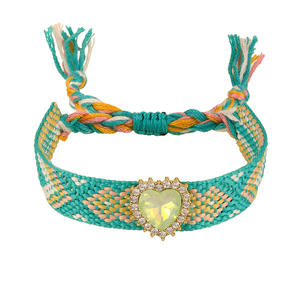 Braccialetto in lega di cristallo a forma di <span class=keywords><strong>cuore</strong></span> intrecciato che cambia colore con frange alla moda bracciale a mano per le signore - Product Image 6