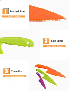 Juego de 3 Cuchillos para Ensalada con Bordes Dentados de Plástico, Cortador de Tomate y Lechuga, Herramienta para Servir, Cuchillo para Pastel para Niños, <span class=keywords><strong>Adultos</strong></span>, <span class=keywords><strong>Cumpleaños</strong></span>, Bodas - Product Image 5