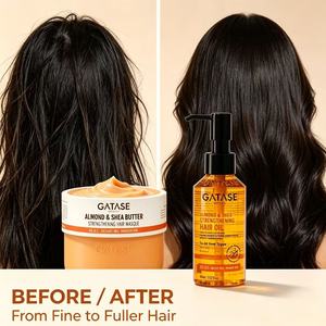 Almond &amp; Shea Butter Hair Care Set Deep Nourishing Repair Hair <strong>Masque</strong> &amp; Smoothing Hair Oil Sulfate Free Hair Treatment Kit - Product Image 4