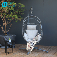 Uland mobilier d'extérieur jardin adulte suspendu oeuf balançoire chaise avec support en métal en osier rotin balançoire extérieure