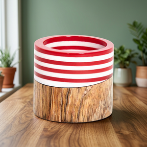 Red <b>White</b> Striped Wood Resin Crafts Napkin Ring Mixed Material Holder Contemporary Dining Styling Set Modern <b>Table</b> Decor Ring - Product Image 1