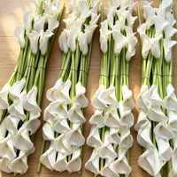 Buket Bunga Calla Lily PU Artifisial untuk Dekorasi Pernikahan, Bunga Tiruan Realistis dengan Sentuhan Alami