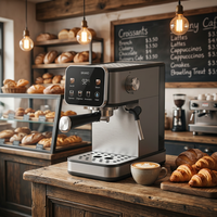 Promotion en gros : Machine à café professionnelle en acier inoxydable avec mousseur à lait personnalisé, 20 bars, réservoir d'eau de 1,5 L, pour café