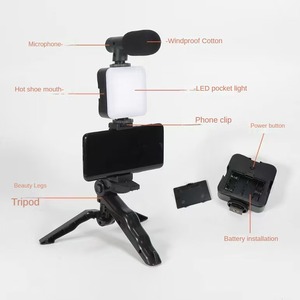 Micrófono de Escopeta AY-49, Kit de Vlogging con Trípode, Luz LED para Vlog de Smartphone, Micrófono para Transmisión en Vivo, Kit de Creación de Vídeos, Lámpara - Product Image 3