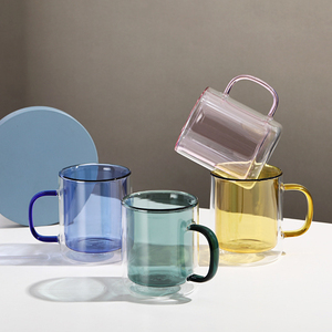 Tazas de café o té de cristal de doble pared personalizadas, tazas de café de 300ml aisladas - Product Image 1
