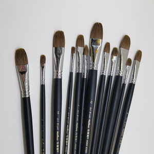 Pinceaux Hz en nylon à manche noir, ensemble de pinceaux pour peinture à l'huile, outils de peinture artistique - Product Image 2