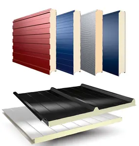 Renk çelik oluklu İzolasyonlu PIR/PUR/kaya yünü/EPS sandviç paneli çatı ve duvar için temiz oda/depo