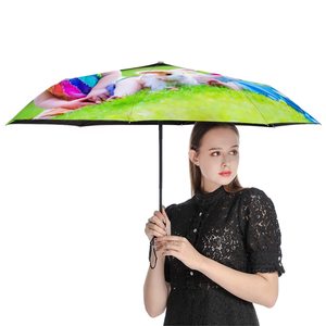 Custom Any Text Logo Image Picture Compact Travel <strong>Umbrella</strong> Personalized Folding Portable <strong>Windproof</strong> Rain Sun Advertising Gifts - Product Image 3