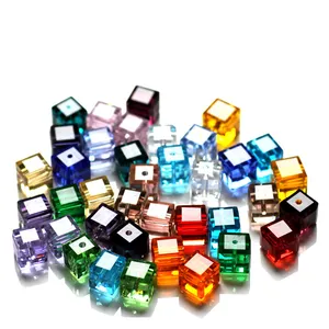 JC批发K9工厂4毫米6毫米8毫米水晶玻璃散珠珠宝制作高品质立方体珠