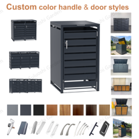 Abri Triple pour Poubelles sur Roues Grande Capacité Jardin Boîte de Rangement pour Poubelles de Jardin en Acier Galvanisé