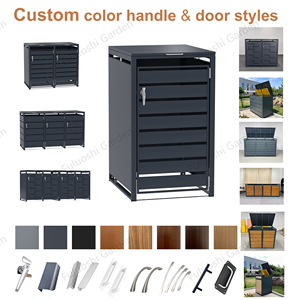 Triple Wheelie Waste <strong>Bin</strong> House Large Capacity Garden Trash <strong>Bin</strong> Box Garden <strong>Garbage</strong> Can House Galvanised Steel Wheelie <strong>Bin</strong> Storage - Product Image 4