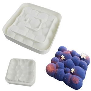 Cloud Pattern Mousse Silicone Cake Mold 200x200x55mm Baking Mold For French Pastry Bubble Fondant - Product Image 1