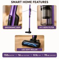 Aspirateur balai intelligent sans fil et sans balais 16Kpa 40 min avec vidage automatique et filtre HEPA pour poils d'animaux OEM
