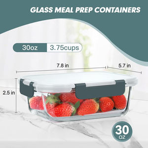 Juego de Recipientes de Vidrio para Preparación de Comidas, Recipientes Herméticos para Almacenamiento de Alimentos con Tapa, Aptos para Microondas y Congelador, para Cocina, Oficina y Viajes - Product Image 4