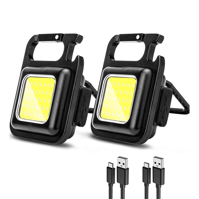 XINSITE Mini USB Rechargeable Magnet Waterproof LED Keychain Flashlight 500mAh COB Aluminum Alloy 0-200M Beam Distance 4100K