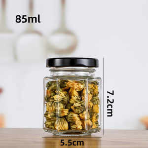 High Quality Eco-Friendly Borosilicate Hexagon Thickened Kitchen Canning Food Storage Glass Clear Honey <b>Jam</b> <b>Jar</b> Sealed Black - Product Image 5
