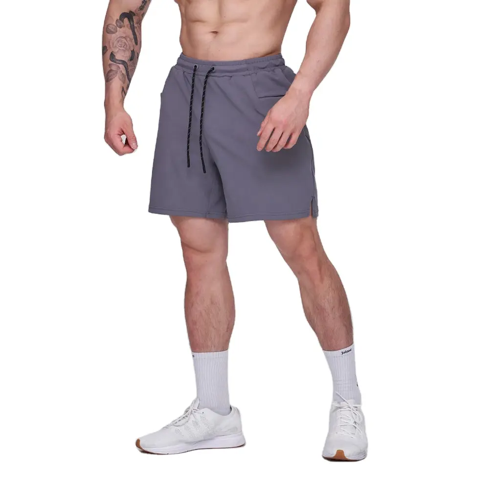 Men Summer Polyester Sweat-wicking Workout Large Zipper Pocket Specific Hip Cut Design Performance Shorts