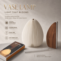 Lampe en papier pliable en forme de vase avec tube floral, lumière de nuit LED à intensité variable rechargeable par USB, décoration portable pour la maison et le bureau