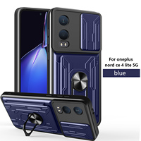 Coque de téléphone OnePlus Nord CE4 Lite 5G antichoc en TPU+PC étanche, esthétique technologique, avec support rotatif à 360 degrés, protection d'objectif et porte-cartes