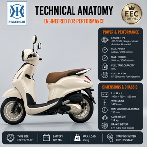 Scooter à essence rétro 125CC, style vintage, refroidissement par air, quatre temps, cyclomoteur fiable pour adultes, idéal pour les trajets quotidiens en ville - Product Image 2