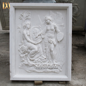 Rilievo in Marmo Intagliato a Mano, Ritratto Femminile, Decorazione da Tavolo per Interni in Stile Classico - Product Image 3