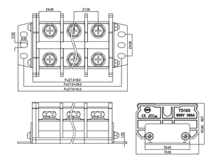 KEFA TD150-27.0 Barrier <strong>Terminal</strong> <strong>Blocks</strong> With 190A Configurable Pcb <strong>Terminal</strong> <strong>Blocks</strong> - Product Image 3