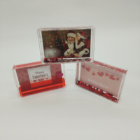 Bingkai Foto Mini Akrilik Cairan Glitter 2.1*3.4 Inci Natal Paskah & Halloween Putih Merah Santa Panda & Labu Mengambang di Air