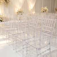 Chaise de mariage Chiavari transparente en acrylique, empilable, pour événements, capacité 660 lbs, vente en gros