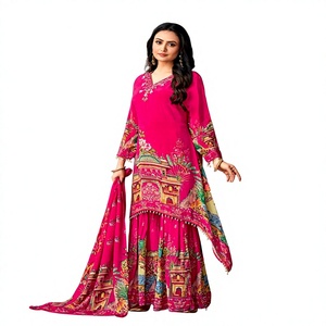 Fatema Fashion Faux Georgette Embroidery Sequences Work Women's Salwar Kameez Wrinkle Free All Seasons Casual Party Wear - Product Image 1