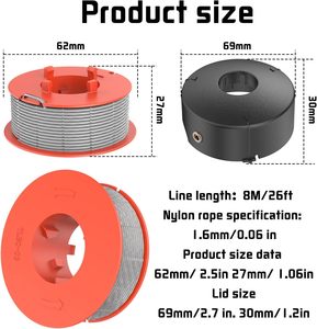 Hilo de Corte para Desbrozadora Eléctrica <span class=keywords><strong>Bosch</strong></span> F016800175, 1.6mm X 8m, Compatible con <span class=keywords><strong>Bosch</strong></span> Art 23 26 30 - Product Image 4