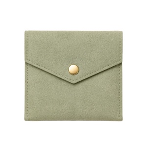Étui d'emballage pour bijoux en microfibre personnalisé avec rabat à bouton pour carte de bague - Product Image 1