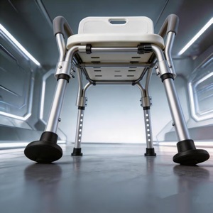 Silla de ducha de aleación de aluminio con altura ajustable y reposabrazos para discapacitados y mujeres embarazadas, para uso en el baño. - Product Image 1