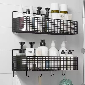 Paniers de rangement suspendus multifonctionnels en fil métallique pour armoire <span class=keywords><strong>murale</strong></span> Paniers de douche adhésifs - Product Image 2