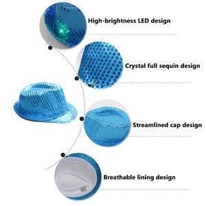 ジョイリット新着点滅スパンコールライトアップFedoraハットLEDハットパーティーロール演奏ナイトクラブ - Product Image 2
