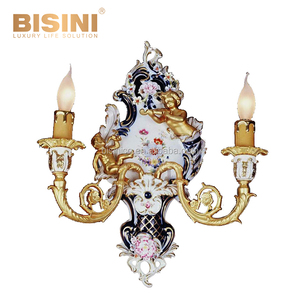 Originale Classico Stile Rococò Oro Cherubino e Floreale Ornato Due <span class=keywords><strong>Braccio</strong></span> Da Parete di Candela Sconce per la Villa - Product Image 3