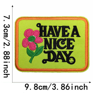Offre Spéciale <span class=keywords><strong>bonne</strong></span> journée Slogan bonnes salutations mot Design Rectangle fer sur patch de broderie pour casquette - Product Image 6
